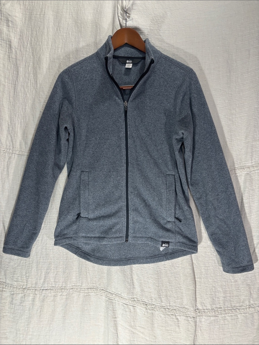 REI Co-op Women's Grey Full Zip Jacket Mock Neck Size Small Midweight Layer
